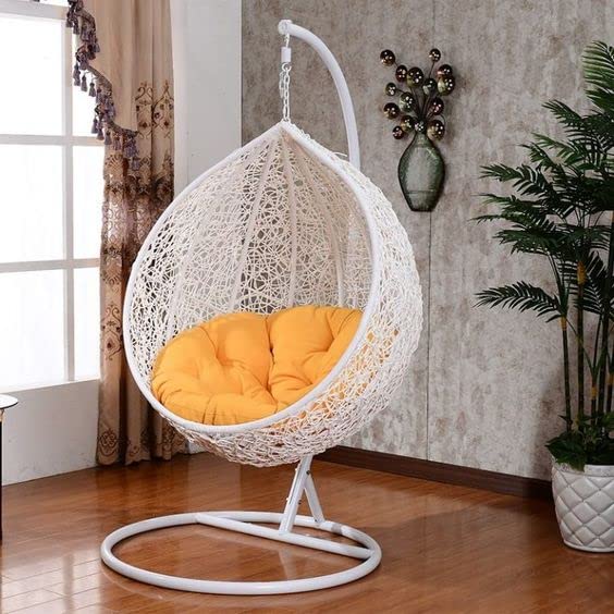 Single Seater Swing Chair with Stand Cushion Crafttown