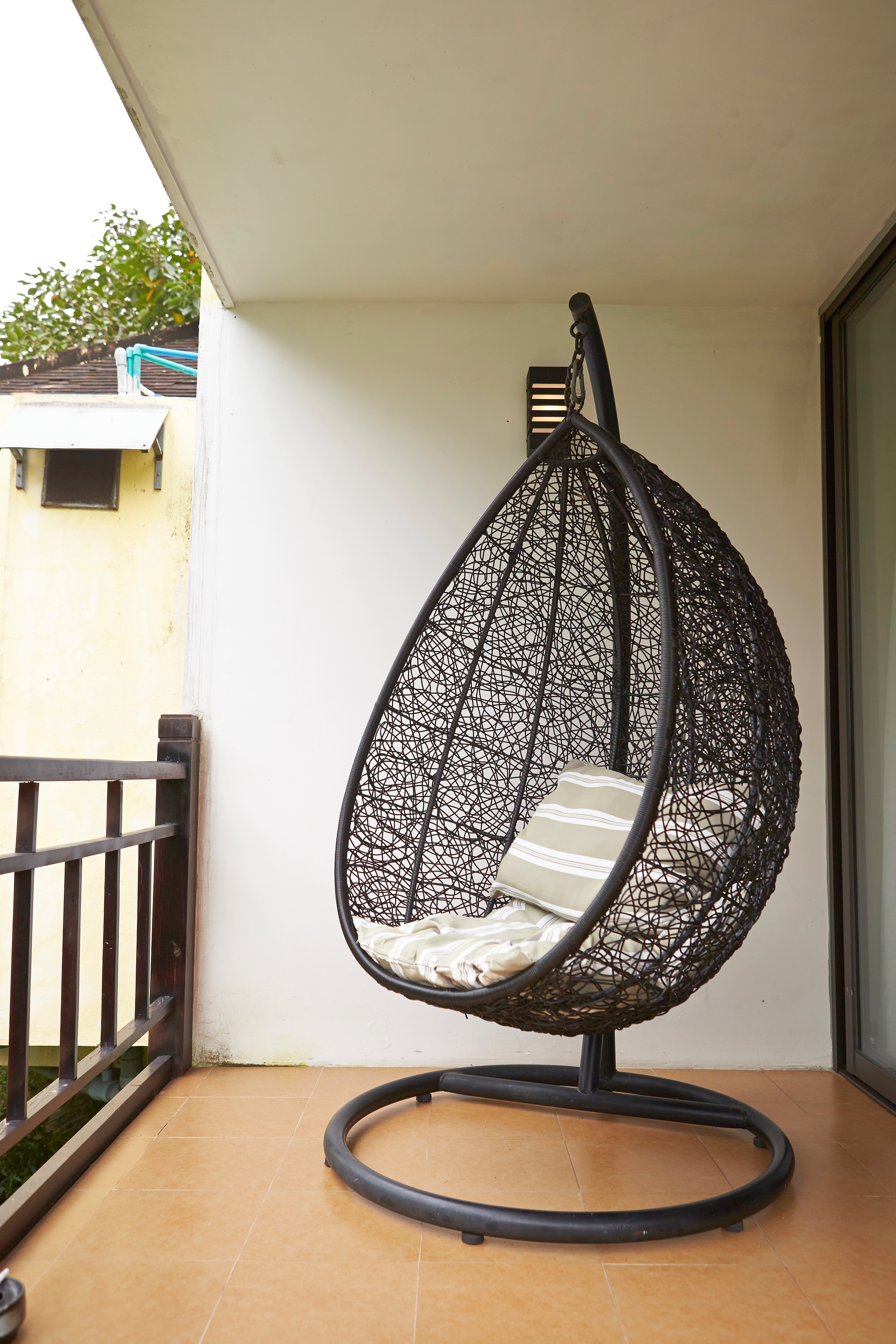 Single Seater Swing Chair With Stand Cushion Crafttown