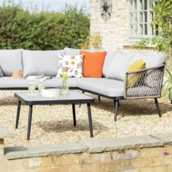 Crafttown Outdoor & Indoor L-Shaped 6-Seater Sofa Set with Center Table – Stylish & Comfortable