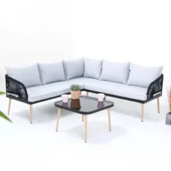Crafttown Outdoor L-Shaped Conversation Sofa Set with Side Table – Comfort and Style for Your Outdoor Spaces
