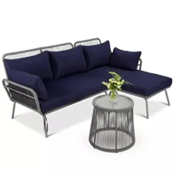 Crafttown Outdoor & Indoor L-Shaped 3-Seater Sofa Set with Ottoman and Side Table – Redefining Relaxation and Style