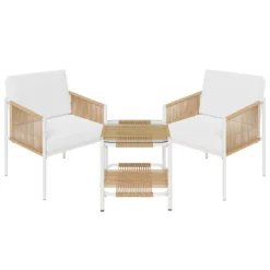 3-Piece Patio Bistro Set (White and Yellow)