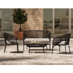 Crafttown 4-Piece Rope Sofa Set – Stylish, Weather-Resistant Outdoor Furniture