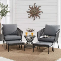 Small Outdoor Wicker Bistro Set (White)