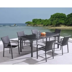 Black Wicker Dining Set | Luxury Garden, Patio & Backyard Seating with Customizable Cushions