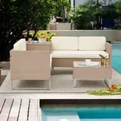 Crafttown 4-Piece Wicker Sofa Set with Cushions – Versatile Outdoor & Indoor Furniture with Waterproof Cushions