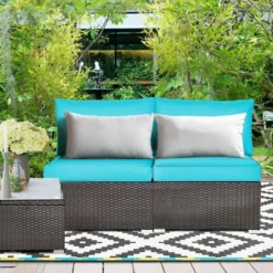 Crafttown 2-Piece Patio Armless Chair Set | Weather-Resistant HDPE Rattan, Powder-Coated Iron Frame, Cushions with Zipper | Ideal for Balcony, Patio & Deck