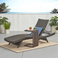 Dark Brown Wicker Sunbed | Luxury Garden, Poolside, Patio & Balcony Lounging with Customizable Cushions