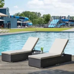 Black Wicker Lounge Set | Luxury Garden, Patio, Terrace & Poolside Seating with Cream Cushions