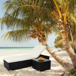 Black Wicker Lounge Set | Luxury Garden, Patio, Terrace & Poolside Seating with Cream Cushions