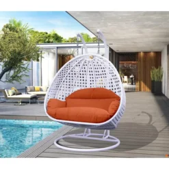 Double Seater Hanging Swing Chair ( White & Orange )