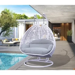 Swing Chair with Stand & Cushion (Light Green/White)