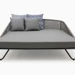 Modern Outdoor Rope Sofa Set with Grey Cushions & Powder-Coated Iron Frame – All-Weather, Easy to Clean