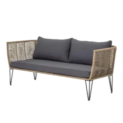 CRAFTTOWN 2-Seater Outdoor Rope Loveseat | Handwoven Durable Rope & Powder-Coated Iron Frame | Waterproof Cushions | Stylish Patio, Balcony & Garden Sofa