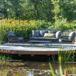 Crafttown 4-Piece Outdoor Conversation Set – Bohemian Rope Design with Plush Cushions and Modern Table