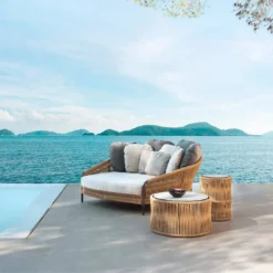Outdoor Patio Furniture Set – Silver & Navy Blue