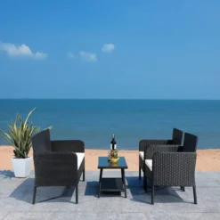 Crafttown 4-Piece Patio Wicker Furniture Set – Comfortable, Elegant Design with Waterproof Cushions for Outdoor Relaxation