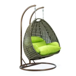 Unique Design Double Seater Swing (Dark Brown/Light Green)