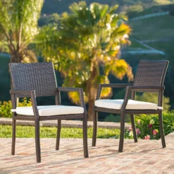 Crafttown Outdoor Dining Armchair | Handwoven HDPE Rattan & Wicker, Powder-Coated Iron Frame, Waterproof Cushion | Supports 113kg | Ideal for Patio, Balcony, Garden