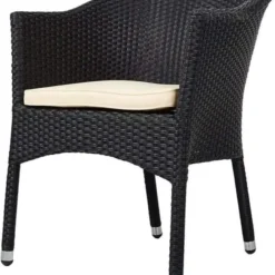 Rattan Daybed Patio Loveseat Sofa Set (Black & Red)