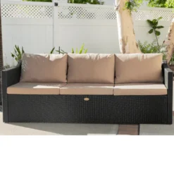 Crafttown 3-Seater Wicker Sofa – Comfortable, Stylish, and Customizable Outdoor Patio Furniture