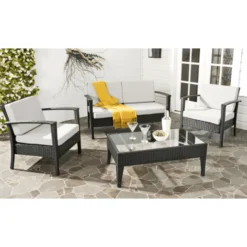 Crafttown Ergonomic Rattan Patio Conversation Set with Waterproof Cushions – Customizable & Durable Outdoor Seating