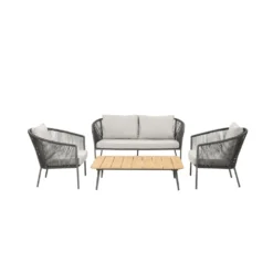 Crafttown Luxury Outdoor Living Set – Modern 4-Piece Patio Furniture with Cushions