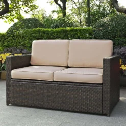 Crafttown Outdoor Wicker Patio Sofa Set with Cream Waterproof Cushions, Powder-Coated Iron Frame, Modular Design for Patios, Gardens & Poolside