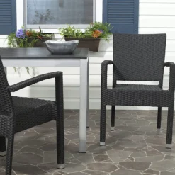 Crafttown Modern Outdoor Patio Furniture Set | Sturdy Powder-Coated Iron Frame, Rattan & Wicker, Comfortable Textilene Cushions | 2 Single Seat Conversation Chairs for Garden, Yard, Porch, or Balcony