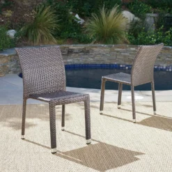 Crafttown Outdoor Patio Chair | Dark Brown Handwoven Rattan & Wicker with Powder-Coated Iron Frame, Textilene Cushion, 125kg Capacity | Ideal for Deck, Garden, & Poolside