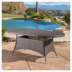 Crafttown Dark Brown Outdoor Round Coffee Table – Versatile, Stylish, and Durable with Powder-Coated Iron Frame