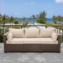 Crafttown Wicker Patio Sofa – Comfortable, Durable, Customizable Seating with Waterproof Cushions and Cover