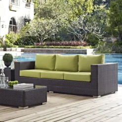 Crafttown 3-Person Wicker Sofa – Comfortable, Customizable Outdoor Seating with Waterproof Cushions