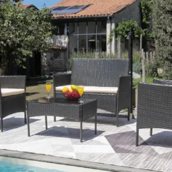 Crafttown 4-Piece Rattan Wicker Patio Furniture Set – Modern, Comfortable, and Durable