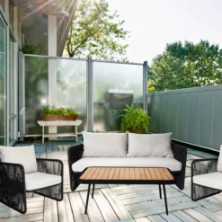 3pc Rope Patio Set (Black/White)