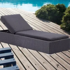 Black Wicker Chaise Lounge | Luxury Patio, Poolside & Garden Seating with Black Cushions