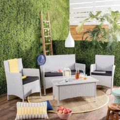 Crafttown 4-Piece Rattan Wicker Patio Furniture Set – Modern Design with Exceptional Comfort