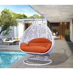 Double Seater Hanging Swing Chair (White & Orange)